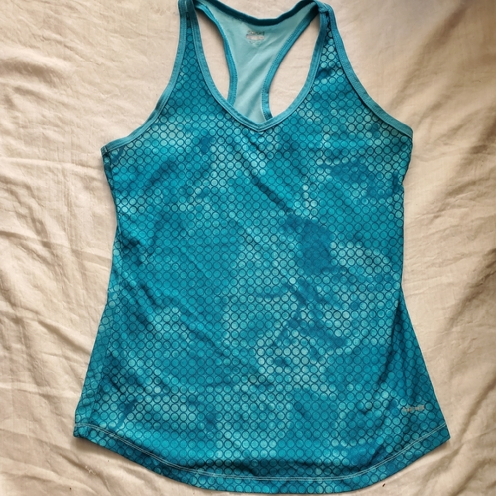 Blue Patterned Women's Workout Tank Top Size M